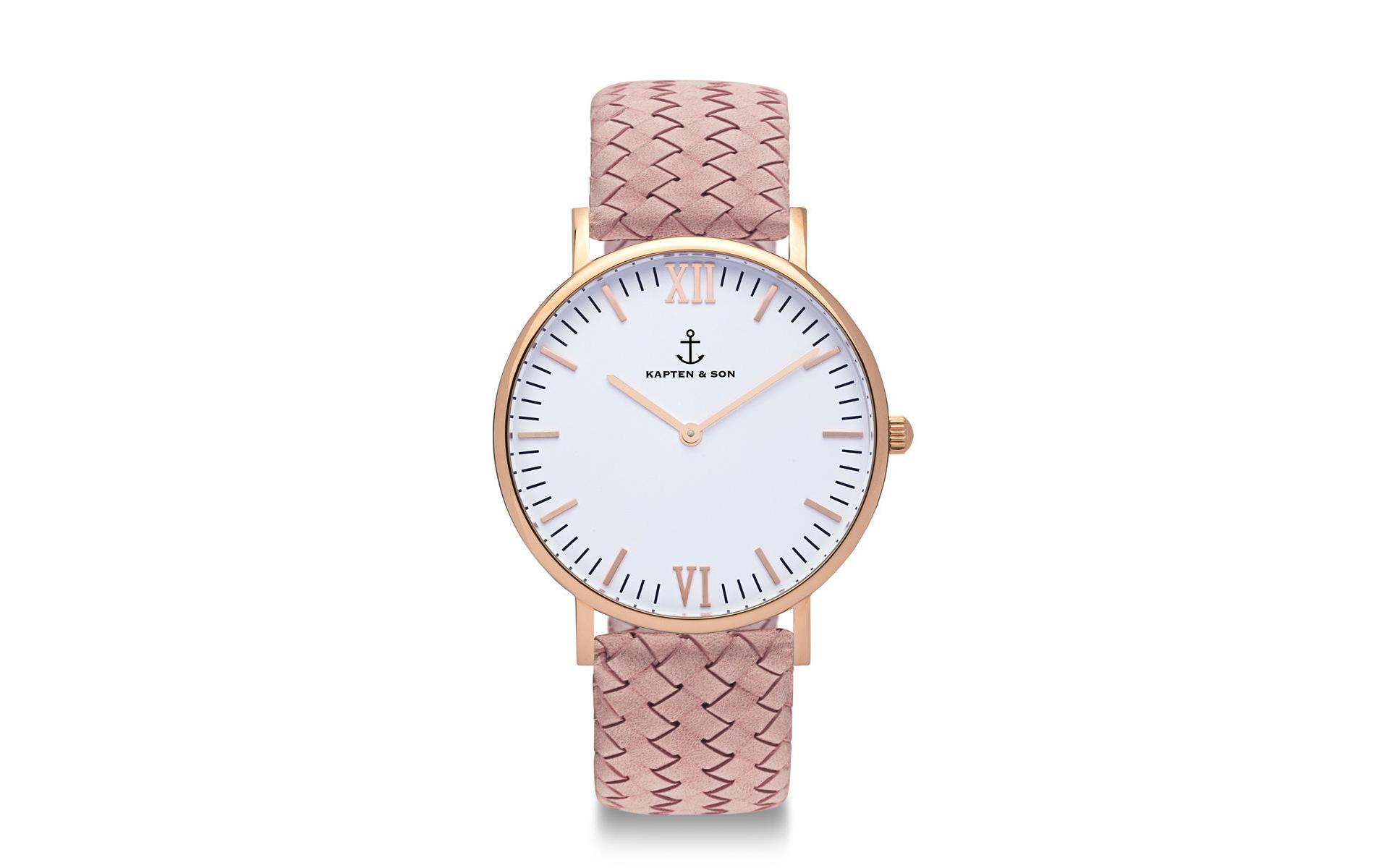 Kapten & Son Mechanische Uhr »Campus Rose Woven Leather« von Kapten & Son