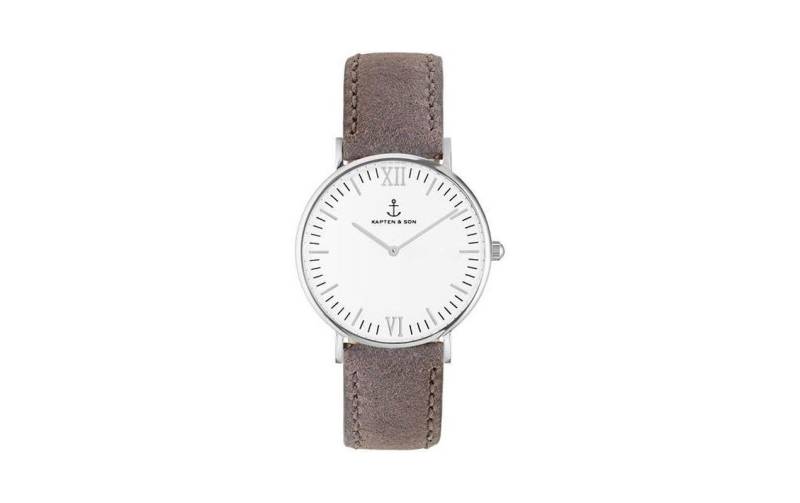 Kapten & Son Mechanische Uhr »Campus Silver Grey Vintage Leather« von Kapten & Son