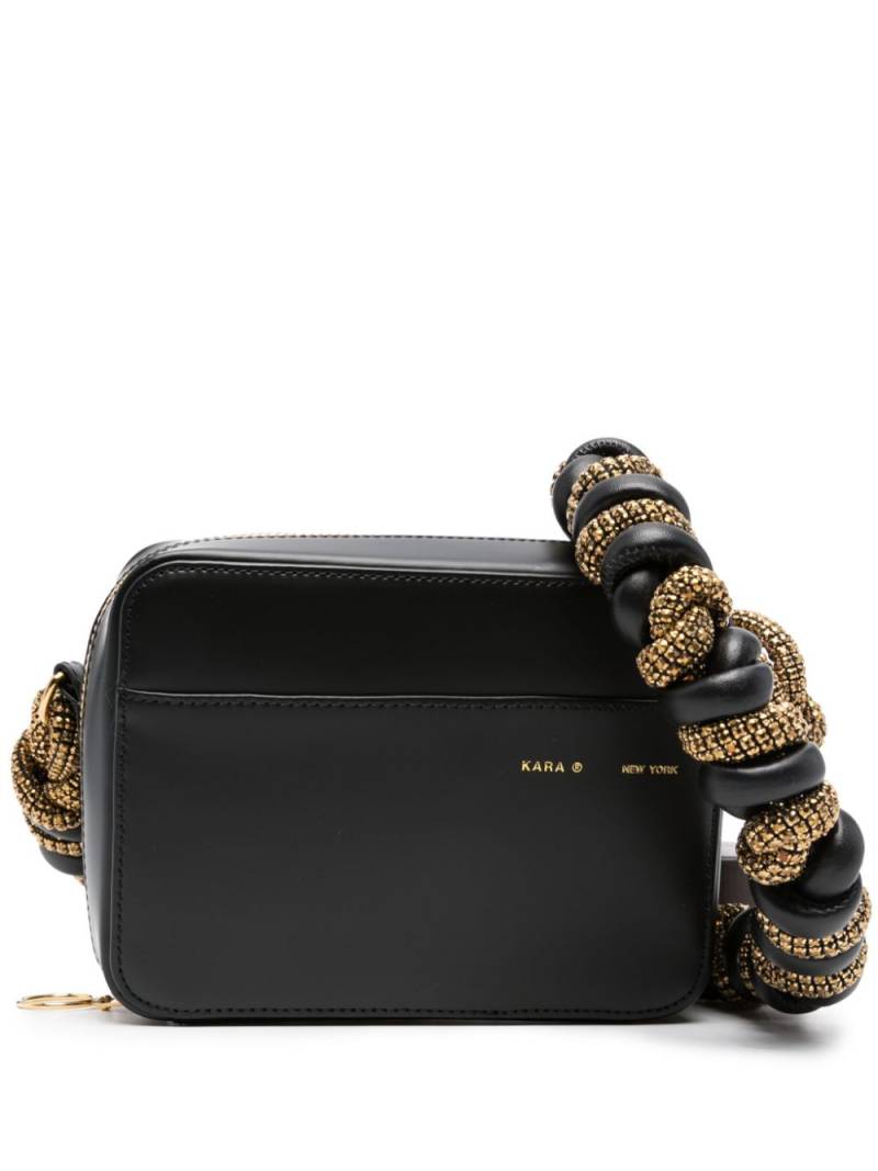 Kara crystal-embellished leather crossbody bag - Black von Kara