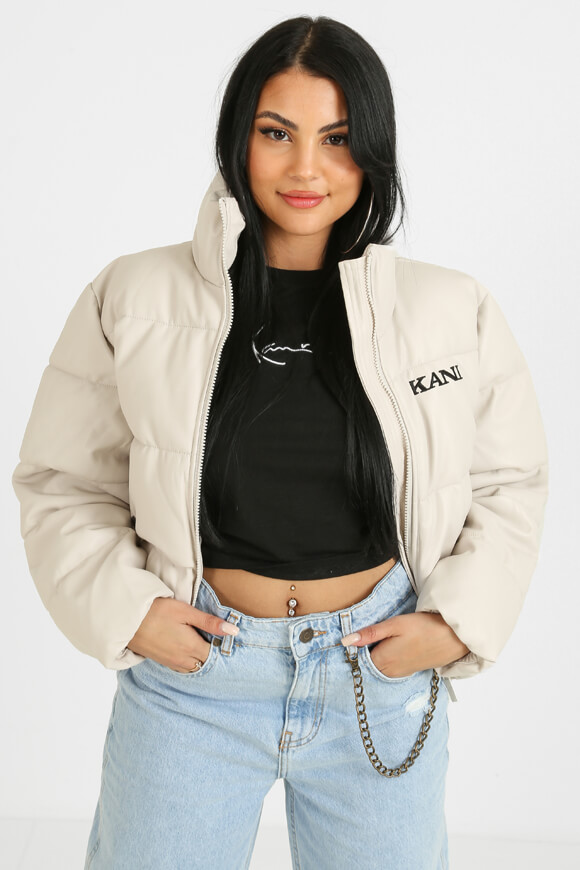 Karl Kani Crop Puffer Kunstlederjacke | Light Sand | Damen  | M von Karl Kani