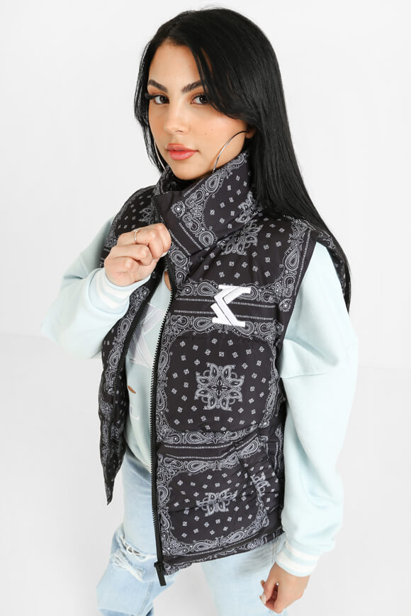 Karl Kani Puffer Gilet | Black + White | Damen  | L von Karl Kani