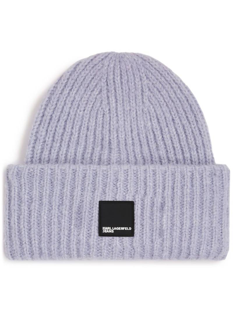 Karl Lagerfeld Jeans Box Logo beanie - Purple von Karl Lagerfeld Jeans