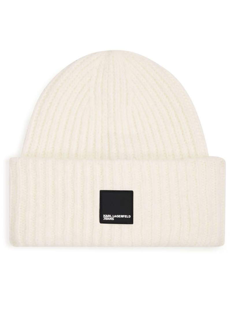 Karl Lagerfeld Jeans Box Logo ribbed beanie - White von Karl Lagerfeld Jeans