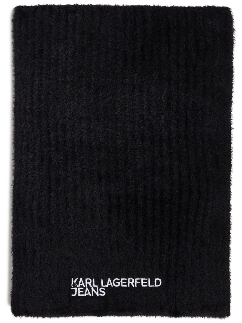 Karl Lagerfeld Jeans Fluffy embroidered-logo scarf - Black von Karl Lagerfeld Jeans