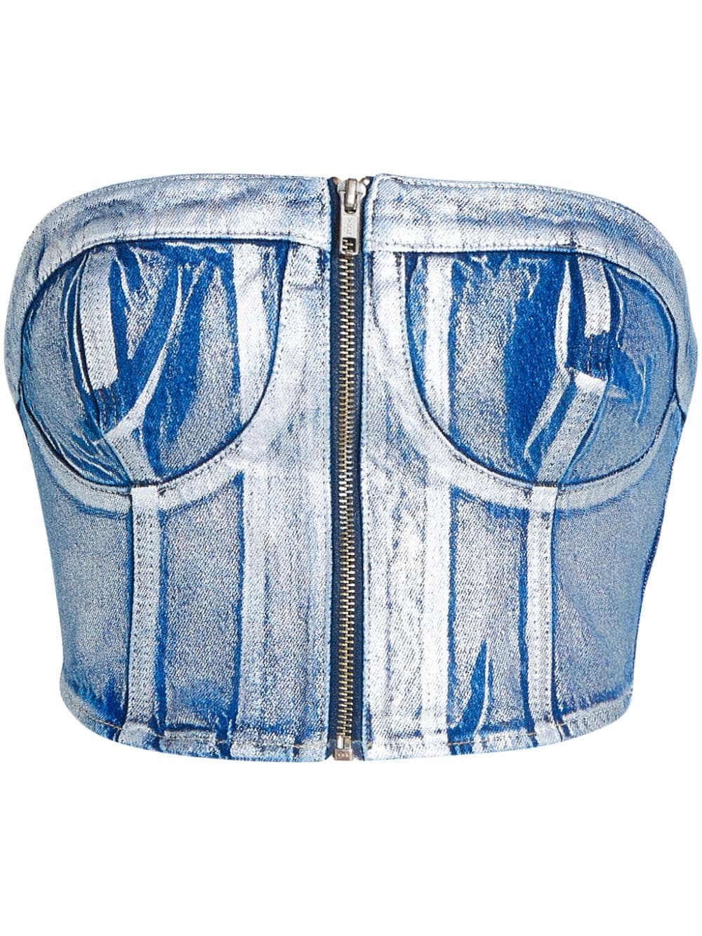 Karl Lagerfeld Jeans KLJ-appliqué denim bustier top - Blue von Karl Lagerfeld Jeans