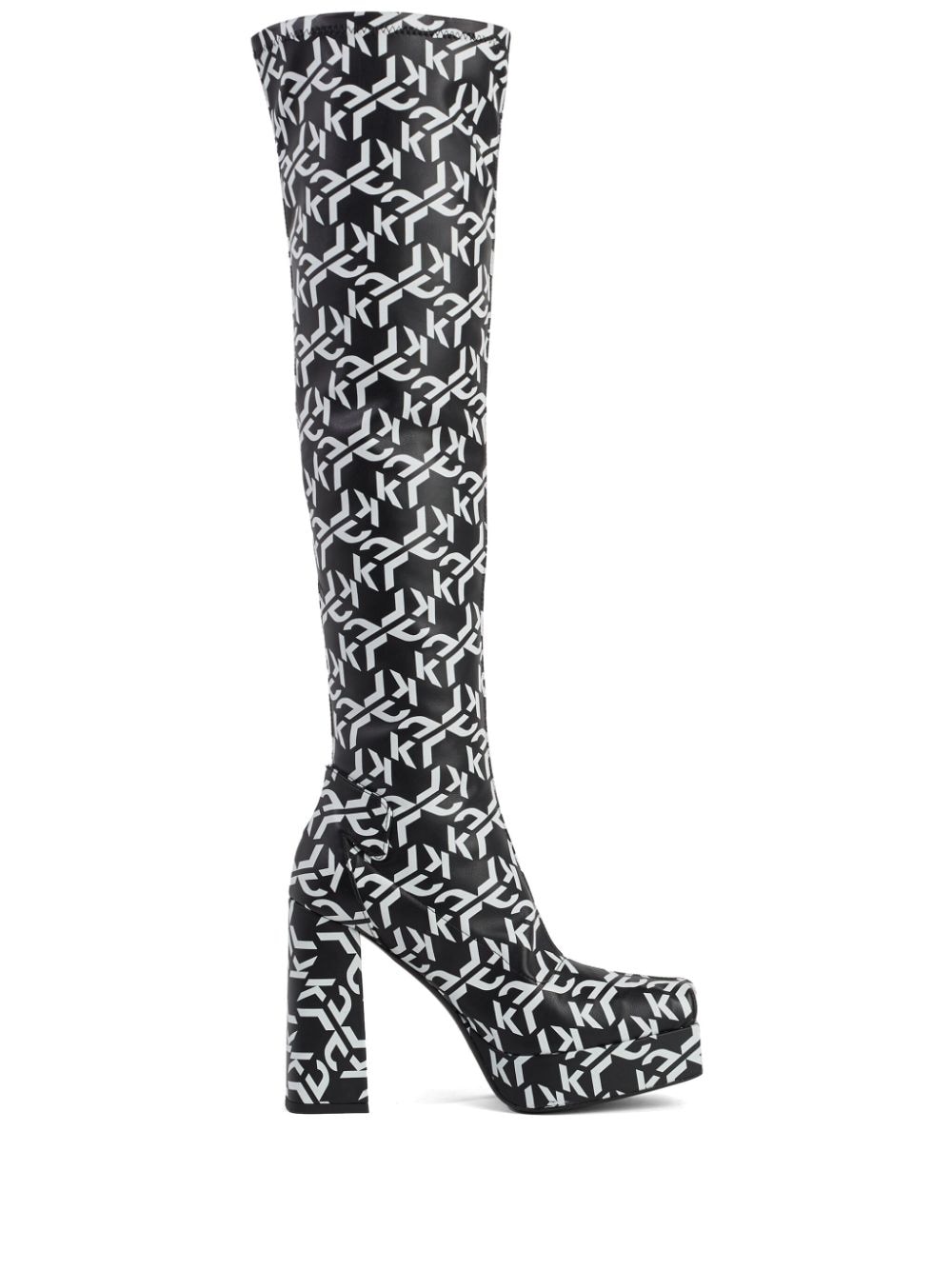 Karl Lagerfeld Jeans Stak Heel 120mm logo-print boots - Black von Karl Lagerfeld Jeans