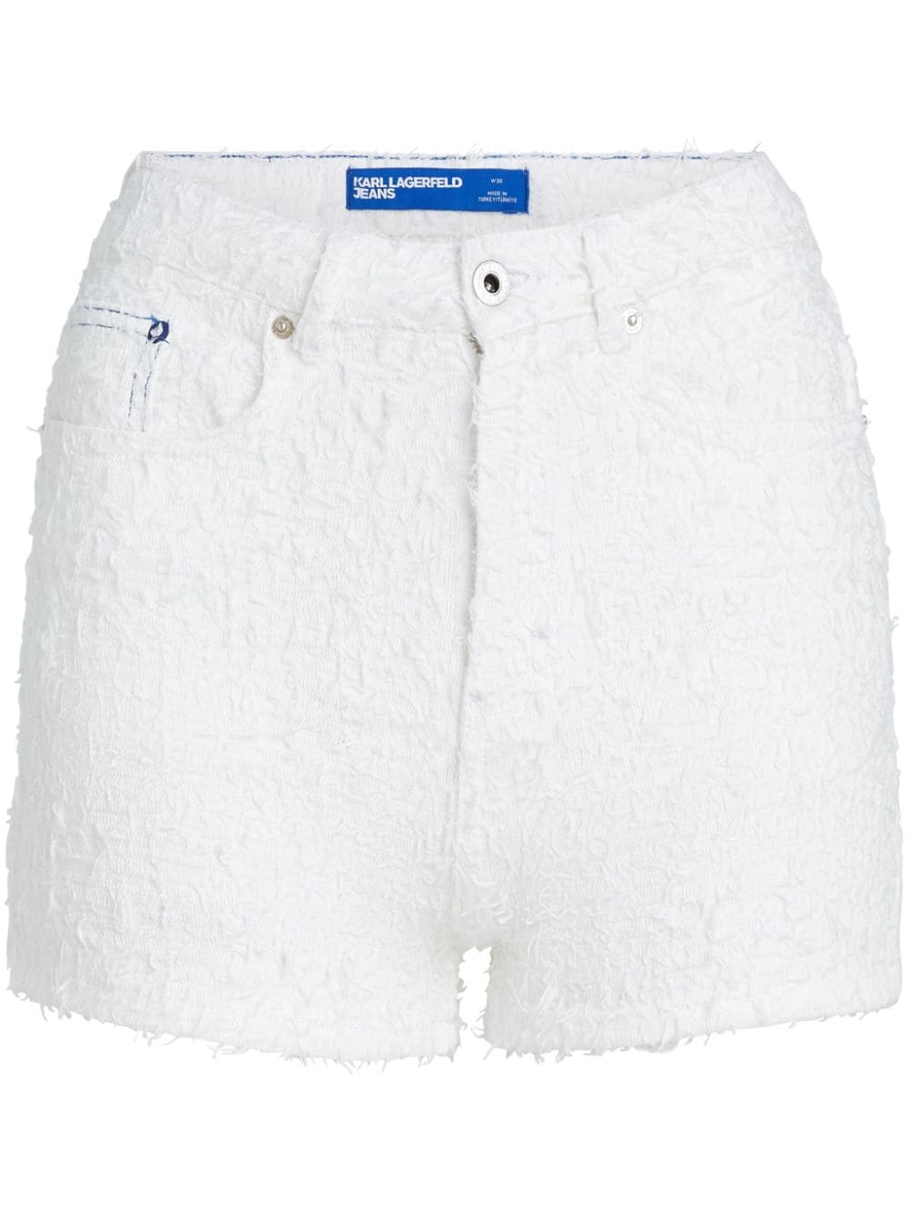 Karl Lagerfeld Jeans high-rise bouclé denim shorts - White von Karl Lagerfeld Jeans