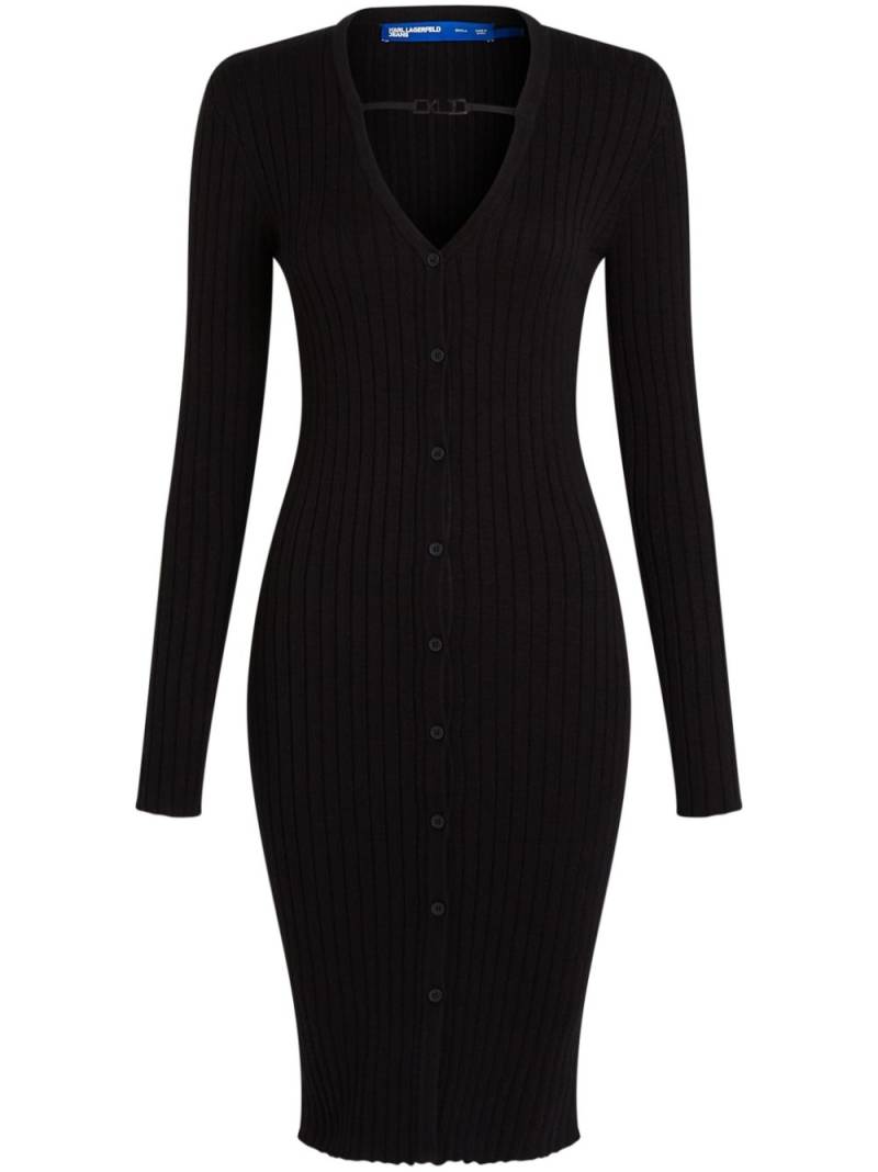 Karl Lagerfeld Jeans button-up ribbed-knit dress - Black von Karl Lagerfeld Jeans