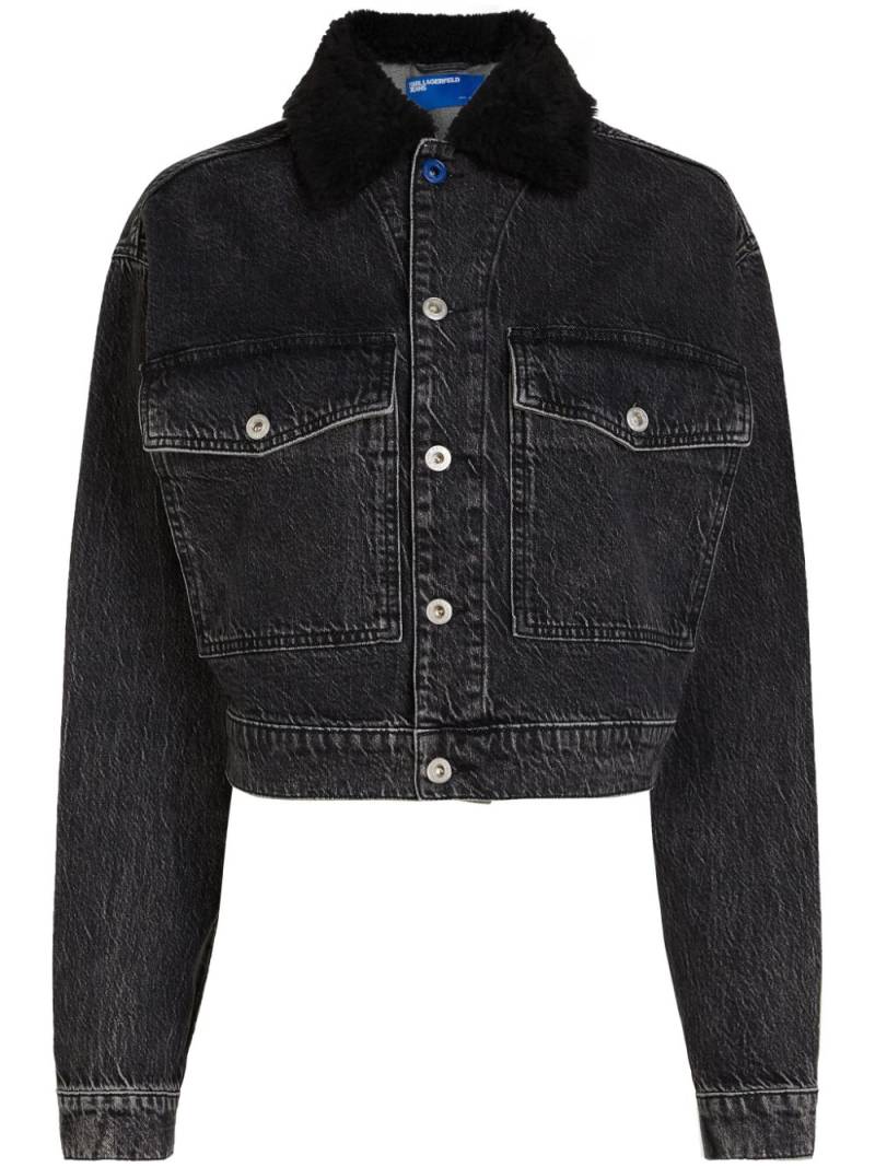 Karl Lagerfeld Jeans contrasting-collar denim jacket - Black von Karl Lagerfeld Jeans