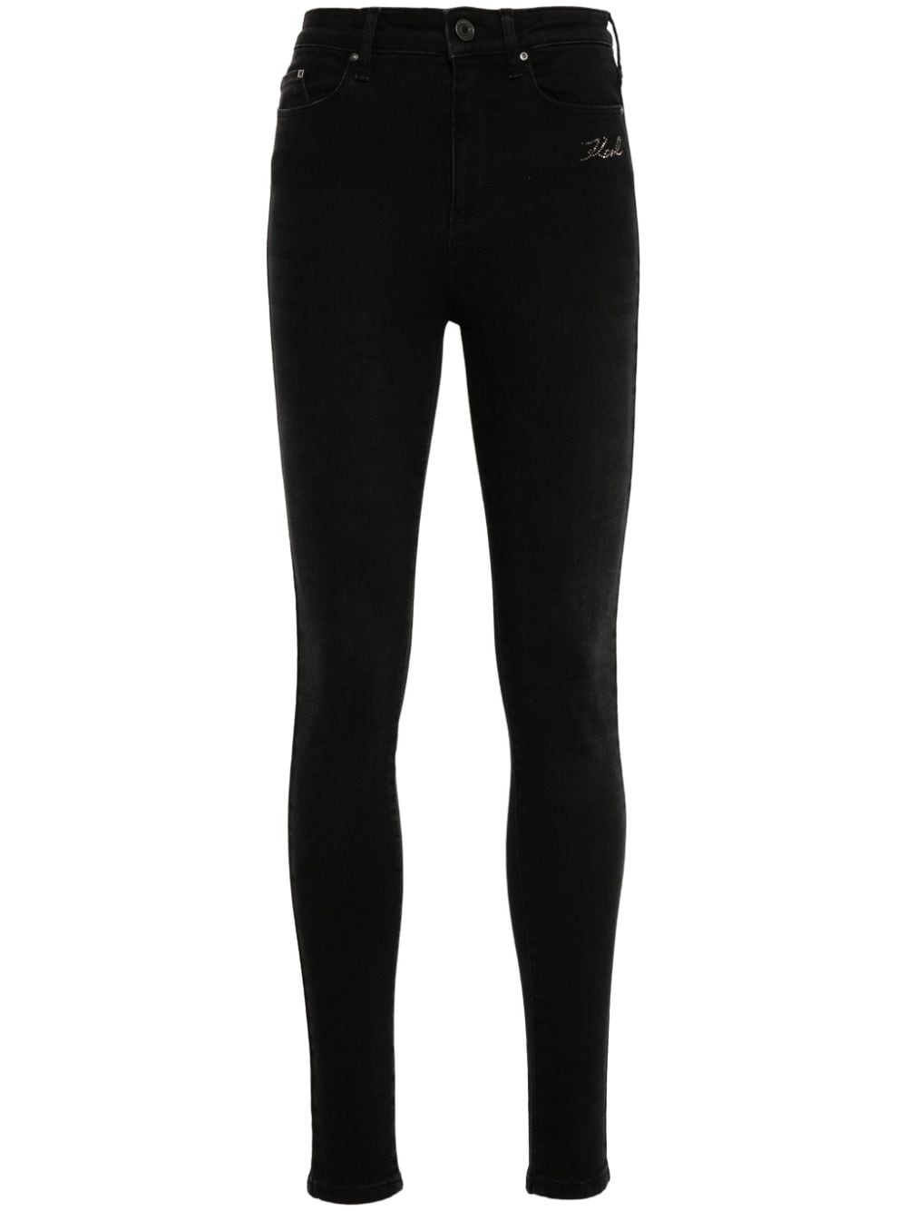 Karl Lagerfeld crystal-logo skinny jeans - Black von Karl Lagerfeld