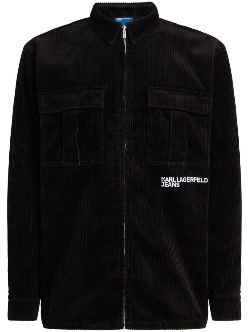 Karl Lagerfeld Jeans embroidered corduroy overshirt - Black von Karl Lagerfeld Jeans