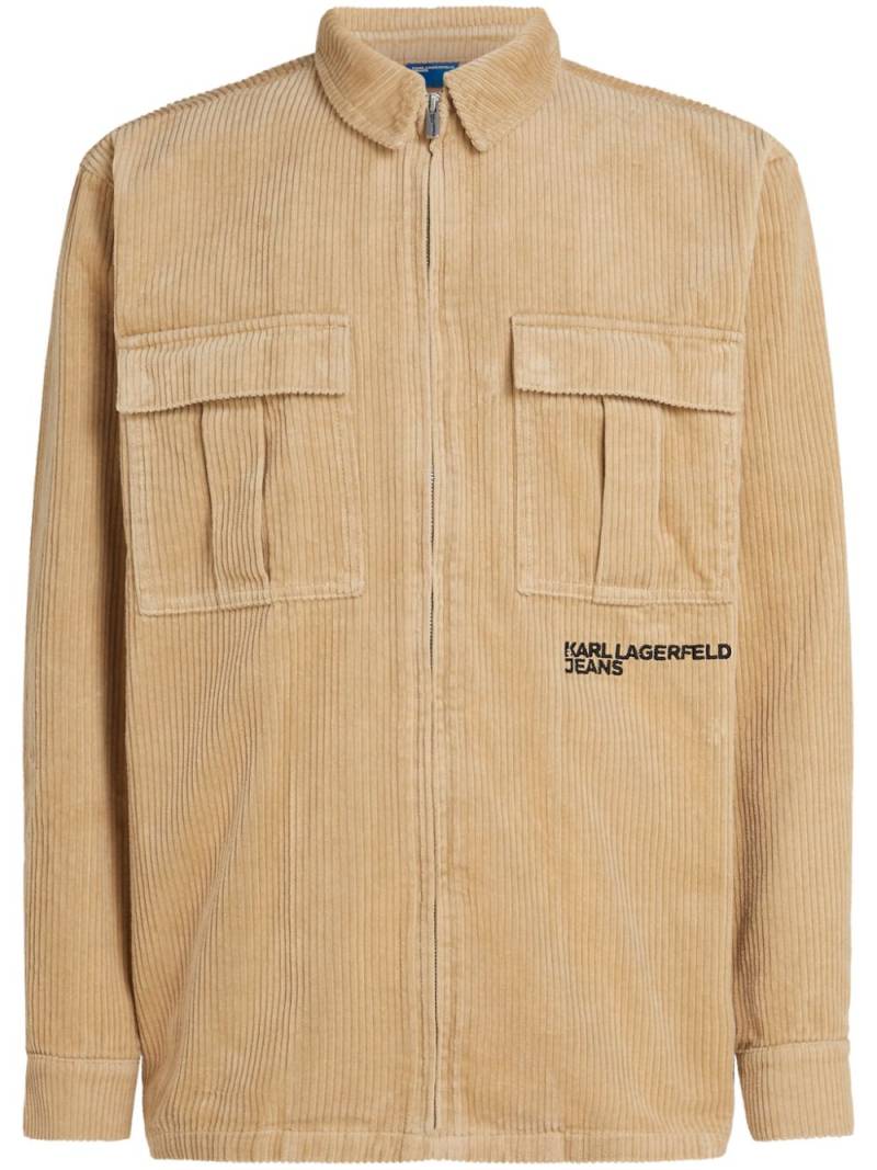 Karl Lagerfeld Jeans embroidered corduroy overshirt - Neutrals von Karl Lagerfeld Jeans