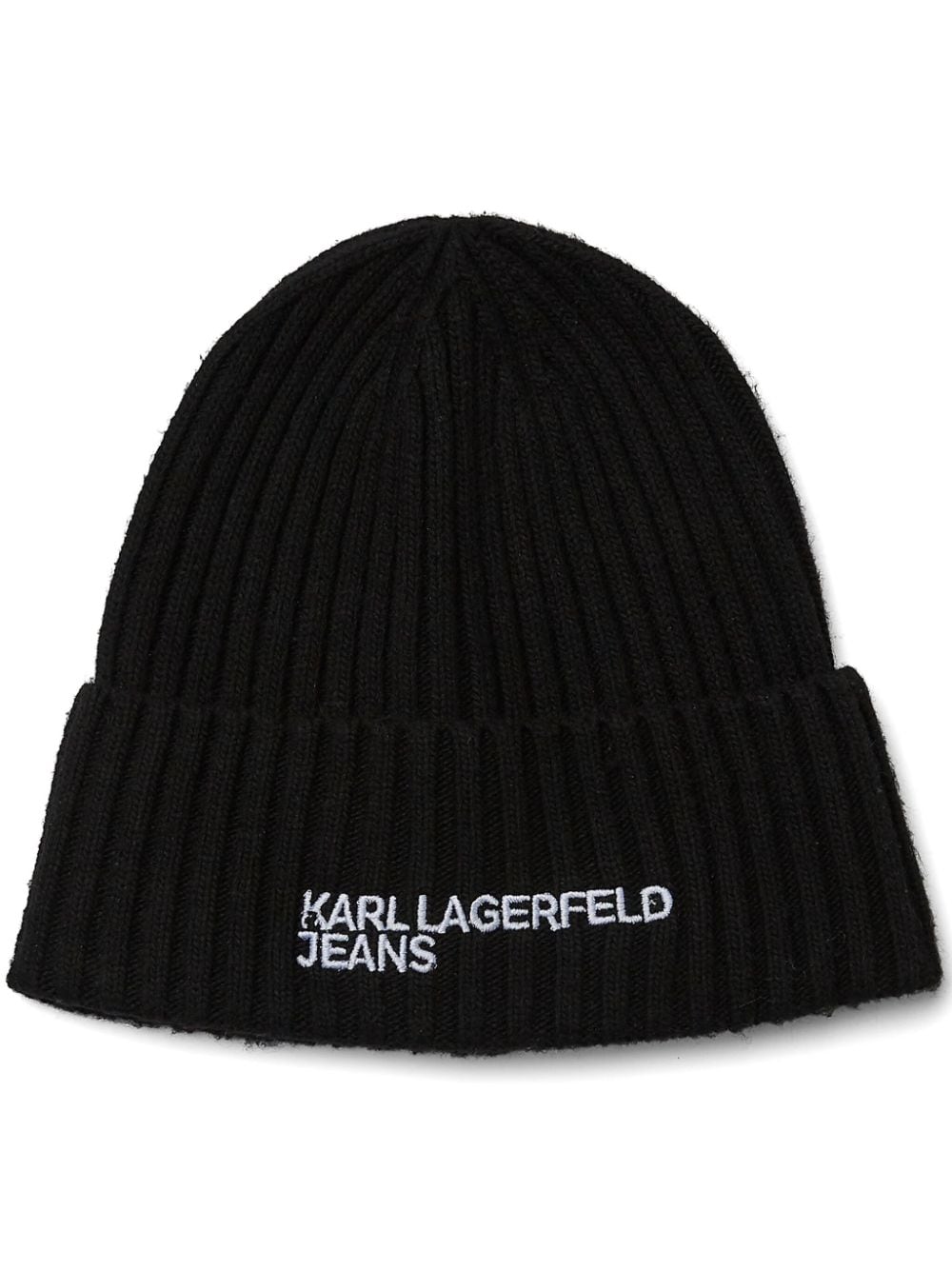 Karl Lagerfeld Jeans embroidered-logo knitted beanie - Black von Karl Lagerfeld Jeans