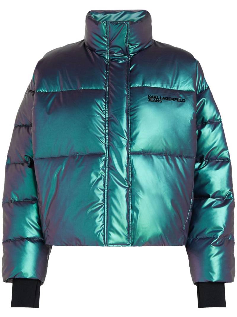 Karl Lagerfeld Jeans iridescent cropped puffer jacket - Green von Karl Lagerfeld Jeans