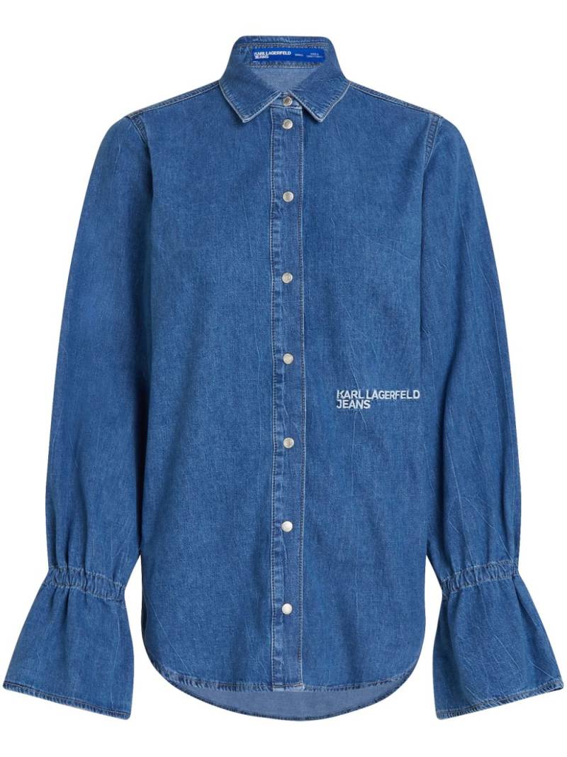 Karl Lagerfeld Jeans logo-embroidered denim shirt - Blue von Karl Lagerfeld Jeans