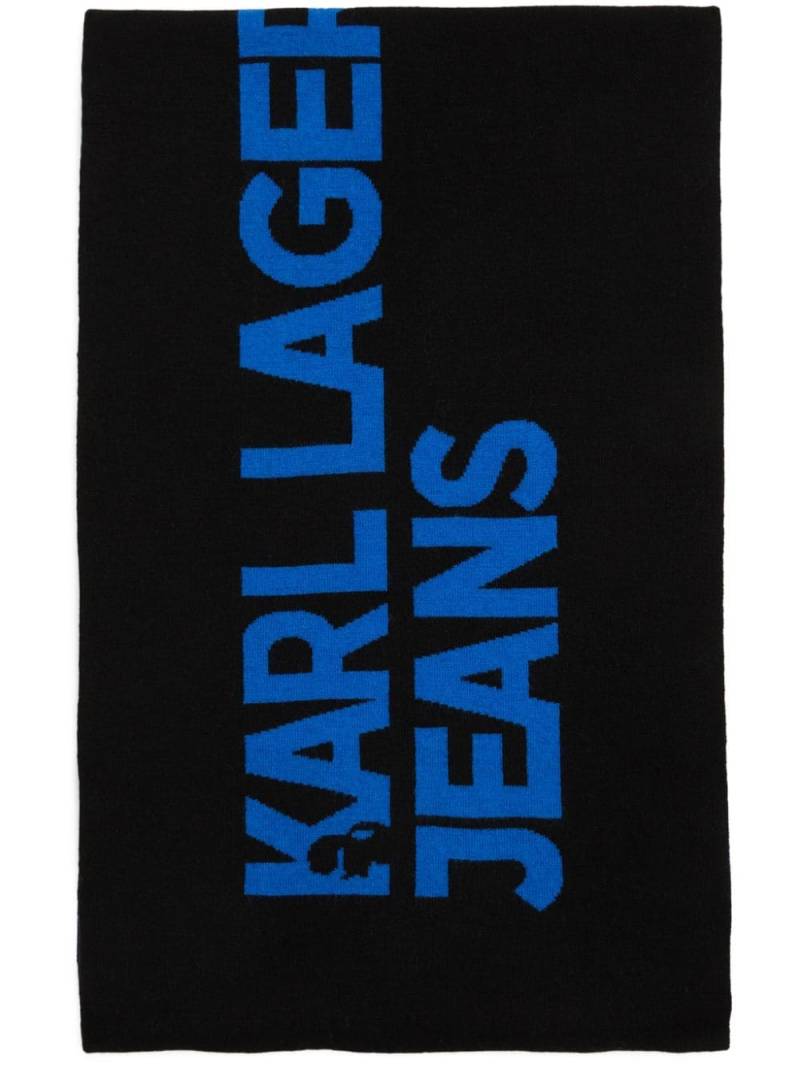 Karl Lagerfeld Jeans logo-embroidered knitted scarf - Black von Karl Lagerfeld Jeans