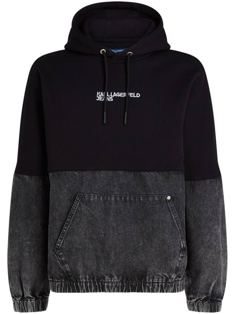 Karl Lagerfeld Jeans logo-embroidered panelled hoodie - Black von Karl Lagerfeld Jeans