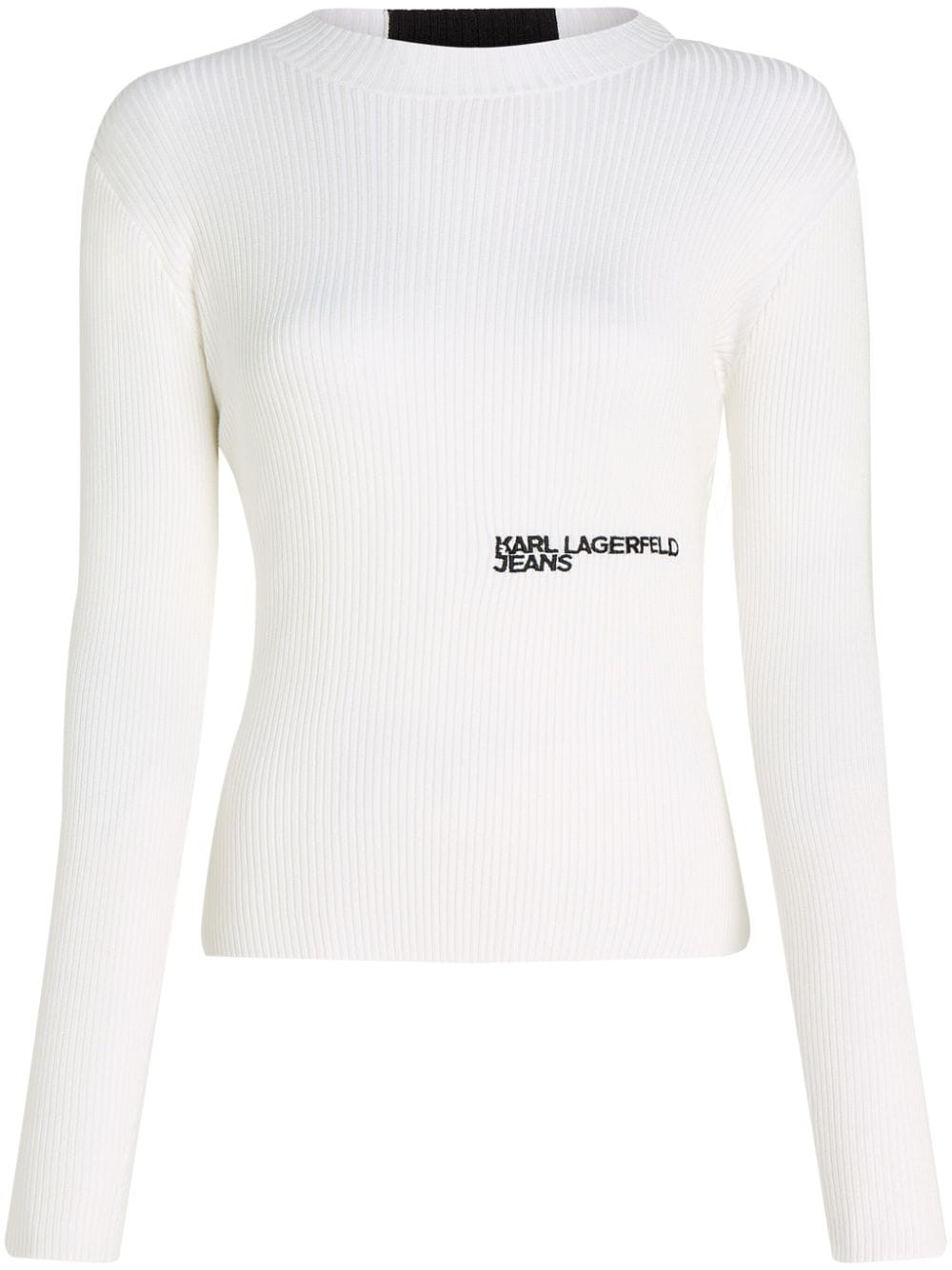 Karl Lagerfeld Jeans logo-embroidered ribbed-knit jumper - White von Karl Lagerfeld Jeans