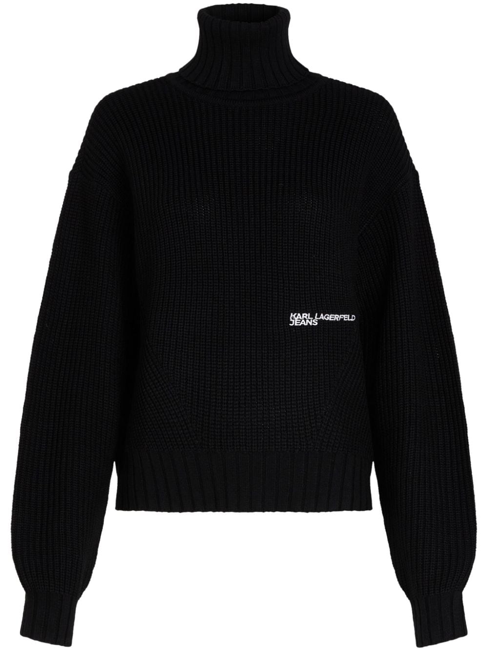 Karl Lagerfeld Jeans logo-embroidered roll neck jumper - Black von Karl Lagerfeld Jeans