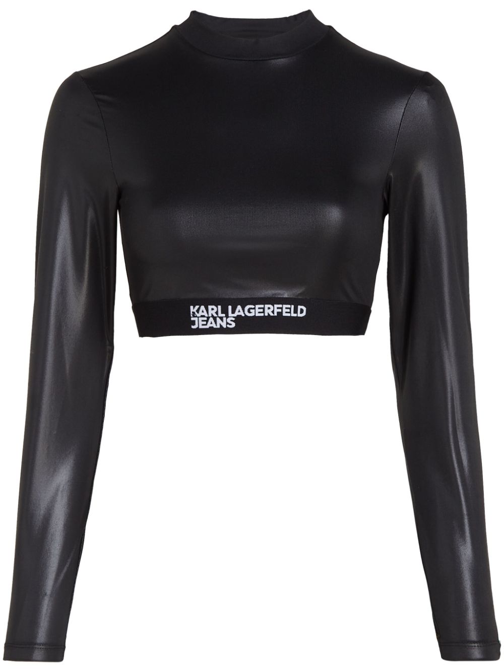 Karl Lagerfeld Jeans logo-hem coated crop top - Black von Karl Lagerfeld Jeans