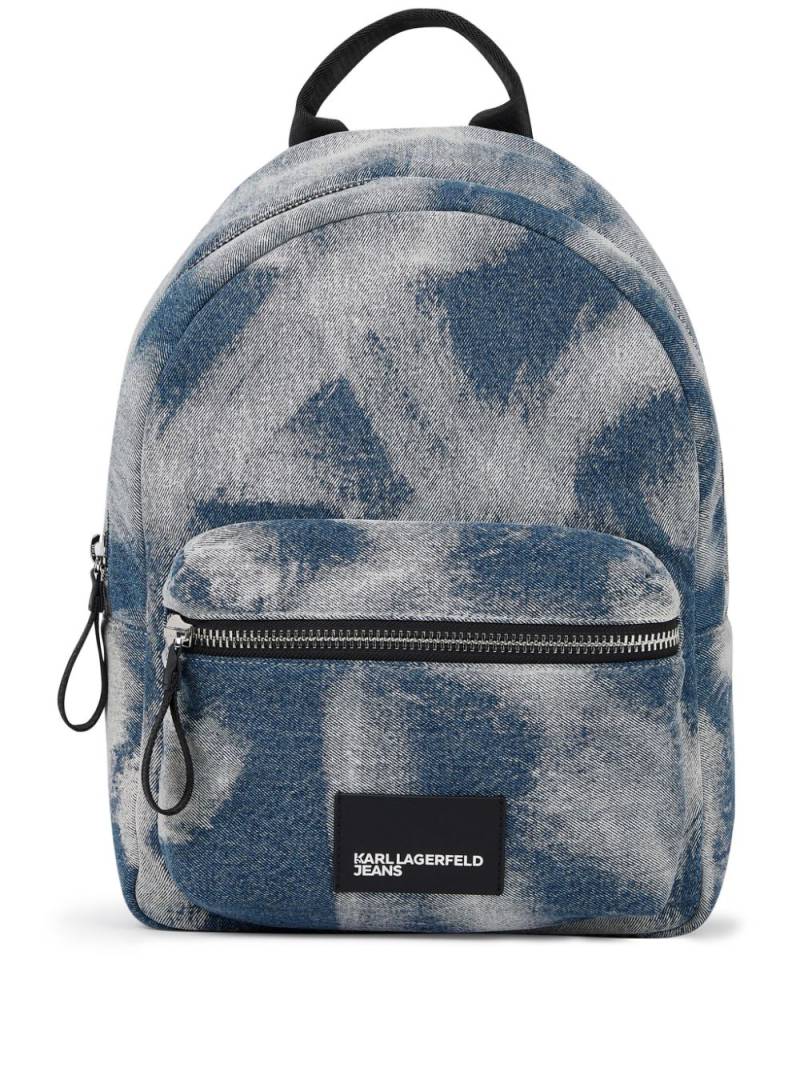 Karl Lagerfeld Jeans logo-patch denim backpack - Blue von Karl Lagerfeld Jeans