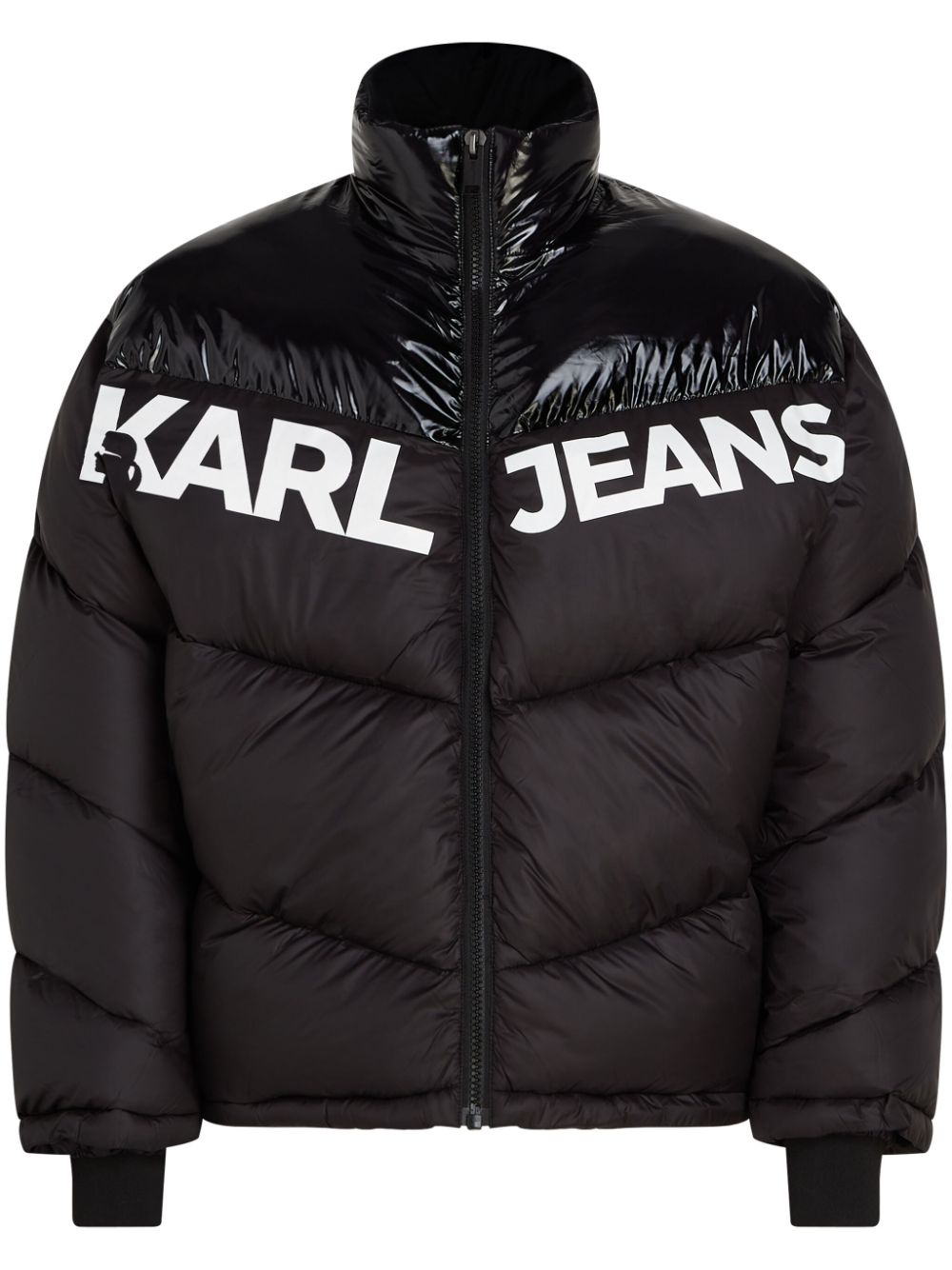 Karl Lagerfeld Jeans logo-print panelled padded jacket - Black von Karl Lagerfeld Jeans