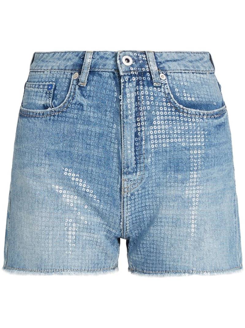 Karl Lagerfeld Jeans sequin-embellished denim shorts - Blue von Karl Lagerfeld Jeans