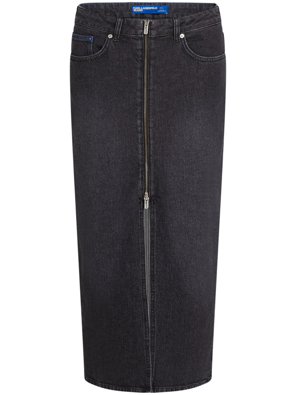 Karl Lagerfeld Jeans zip-front denim midi skirt - Black von Karl Lagerfeld Jeans