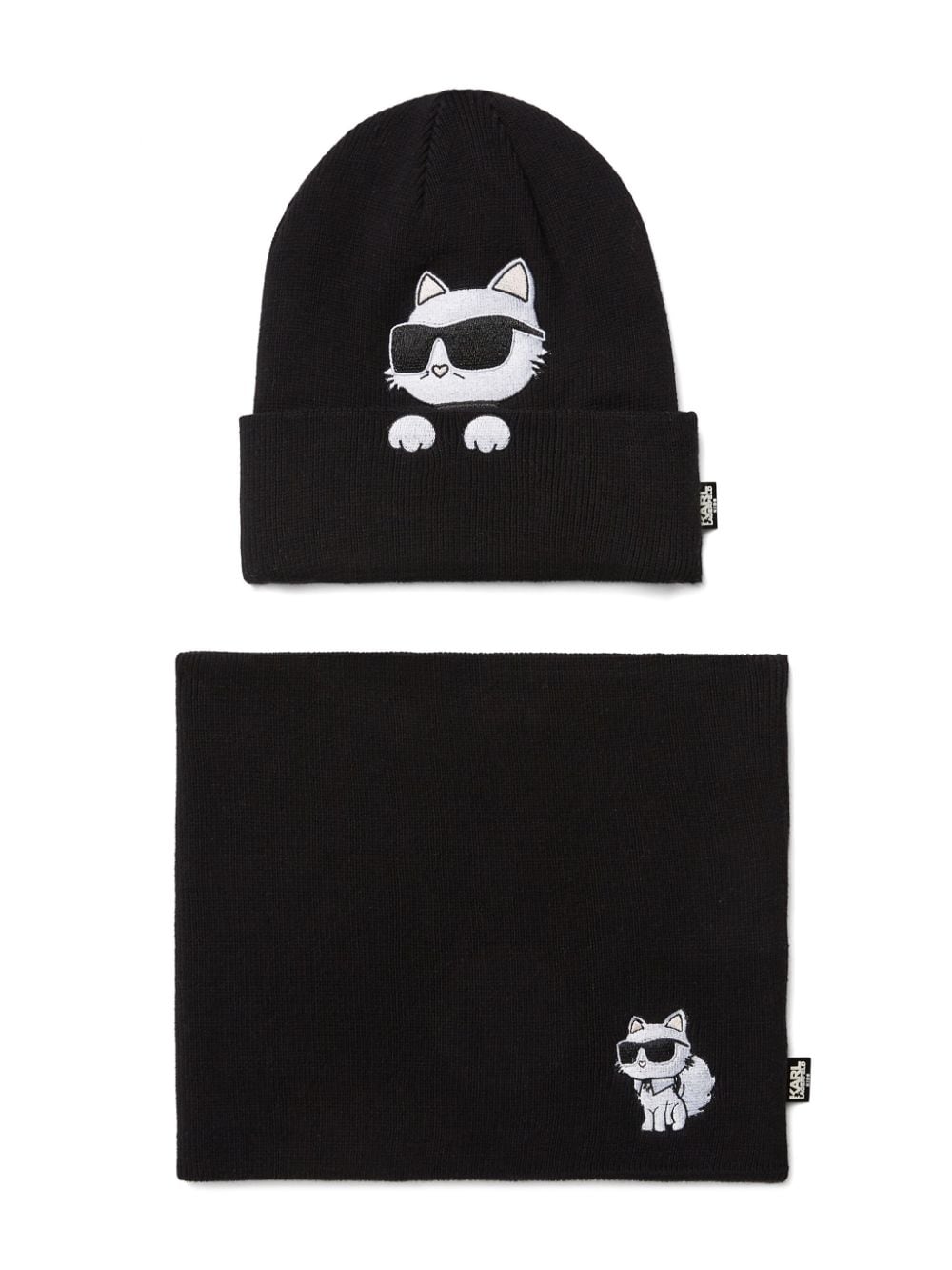 Karl Lagerfeld Kids Ikon beanie and snood set - Black von Karl Lagerfeld Kids