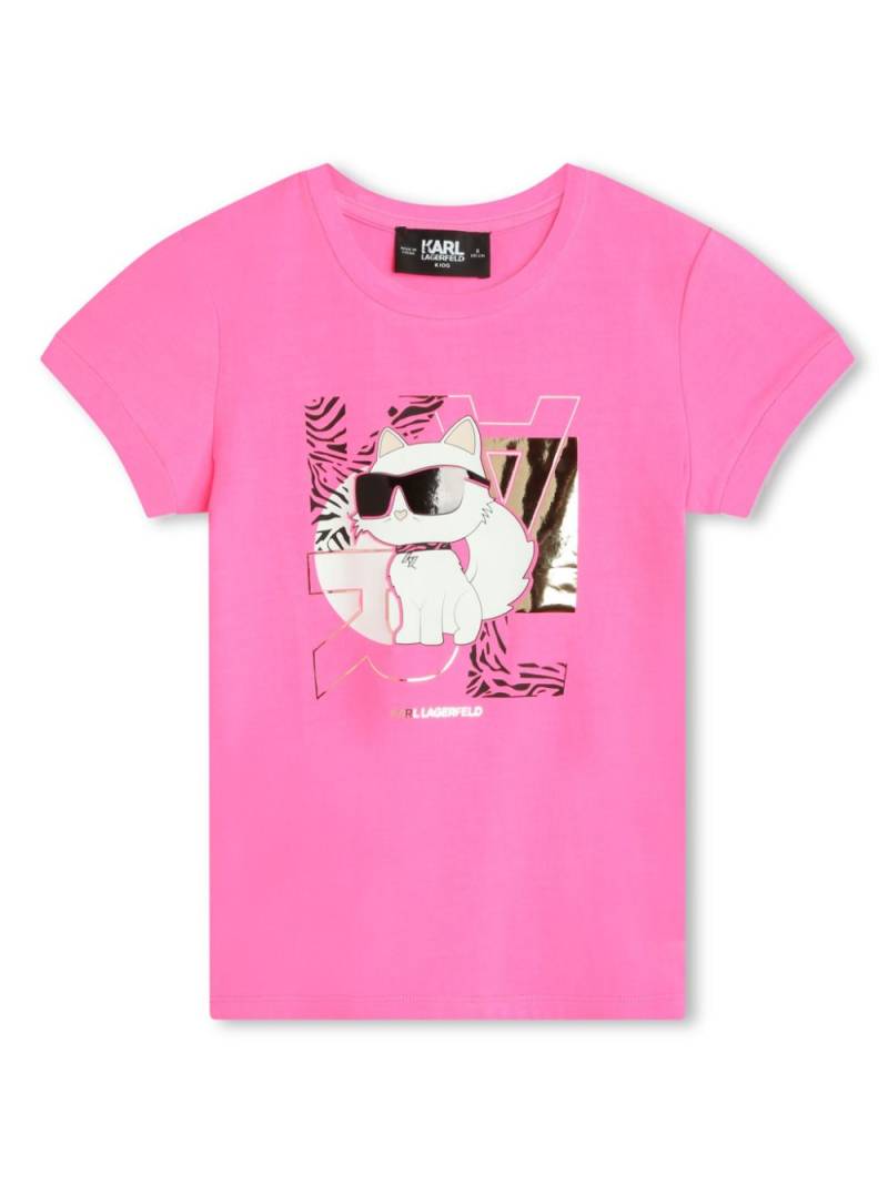 Karl Lagerfeld Kids Choupette-print jersey T-shirt - Pink von Karl Lagerfeld Kids