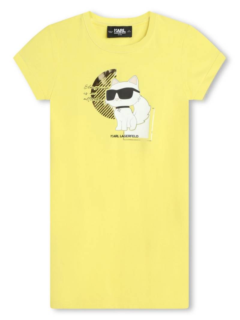 Karl Lagerfeld Kids Choupette-print jersey minidress - Yellow von Karl Lagerfeld Kids