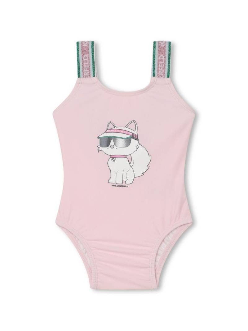 Karl Lagerfeld Kids Choupette-print swimsuit - Pink von Karl Lagerfeld Kids