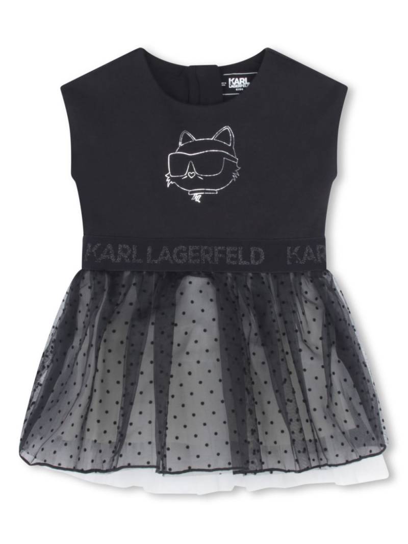 Karl Lagerfeld Kids Ikon Choupette tulle dress - Black von Karl Lagerfeld Kids