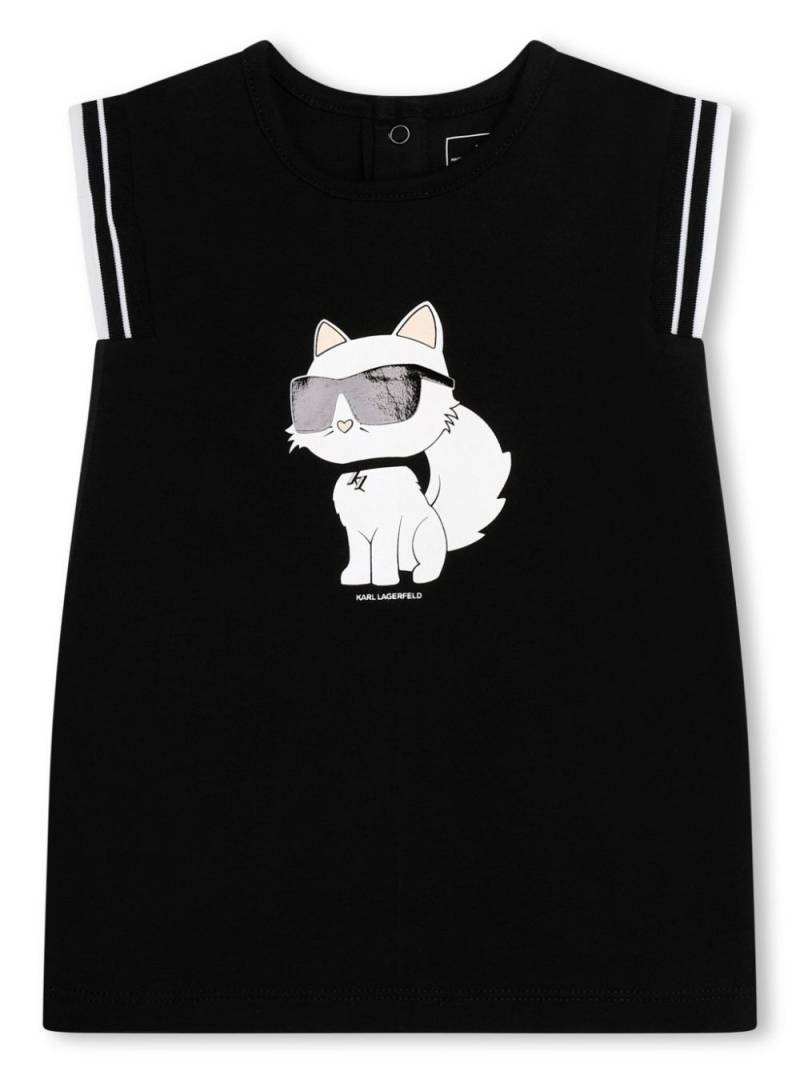 Karl Lagerfeld Kids Ikonik Choupette-print cotton dress - Black von Karl Lagerfeld Kids