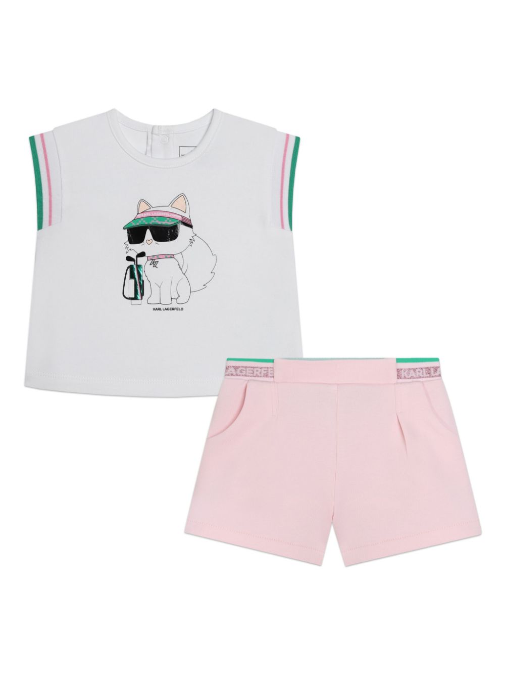 Karl Lagerfeld Kids Ikonik Choupette-print jersey short set - White von Karl Lagerfeld Kids