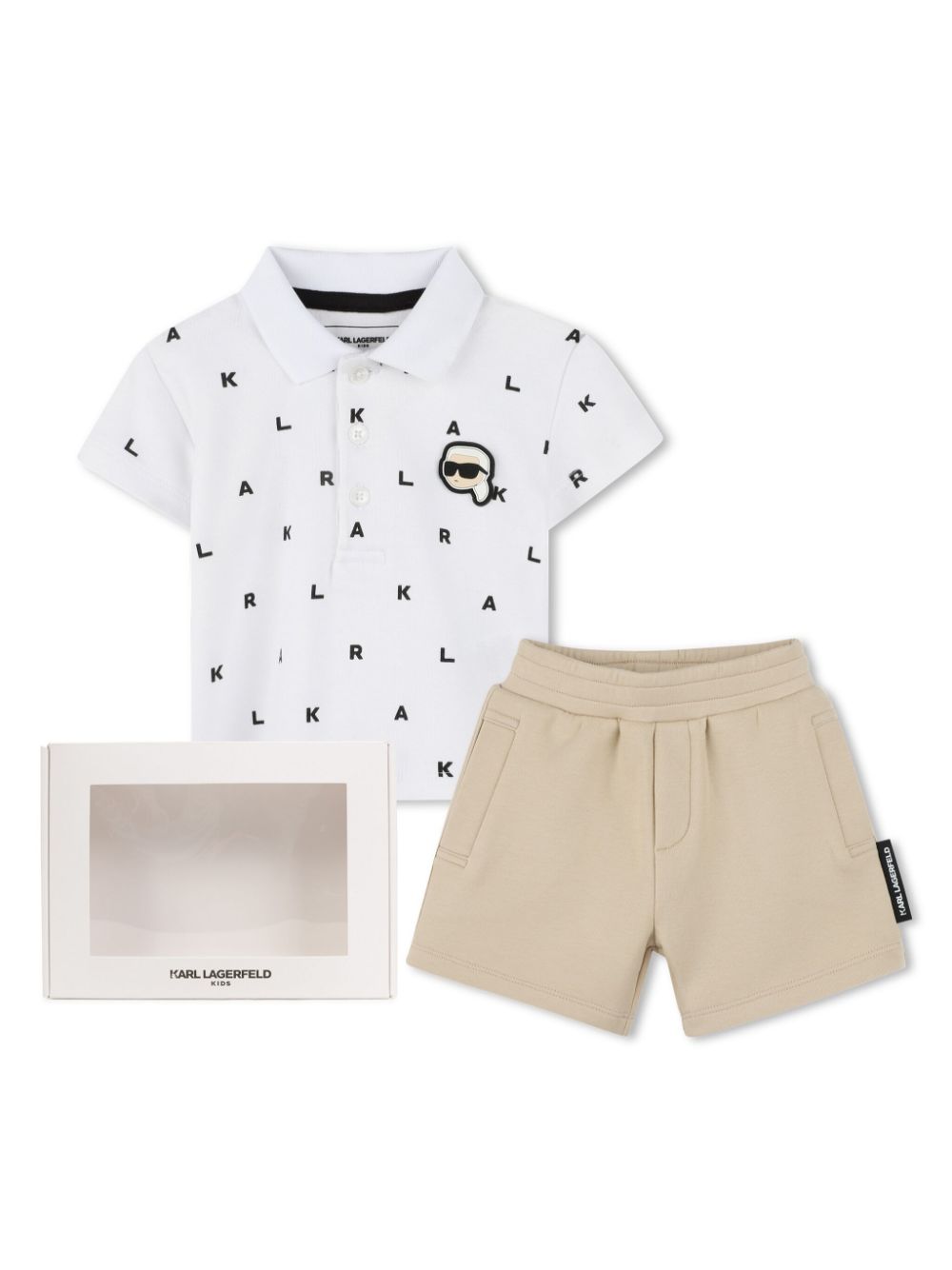 Karl Lagerfeld Kids Ikonik Karl-patch shorts set - Neutrals von Karl Lagerfeld Kids