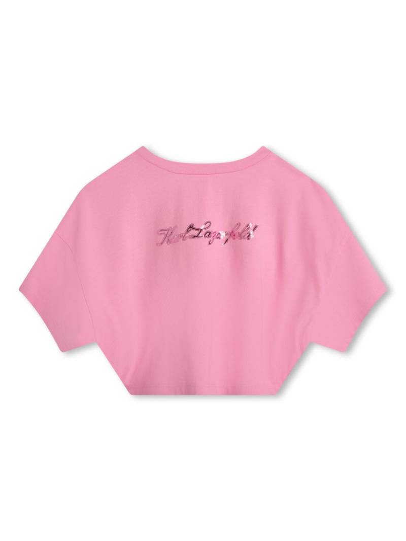 Karl Lagerfeld Kids Karl Signature cropped T-shirt - Pink von Karl Lagerfeld Kids