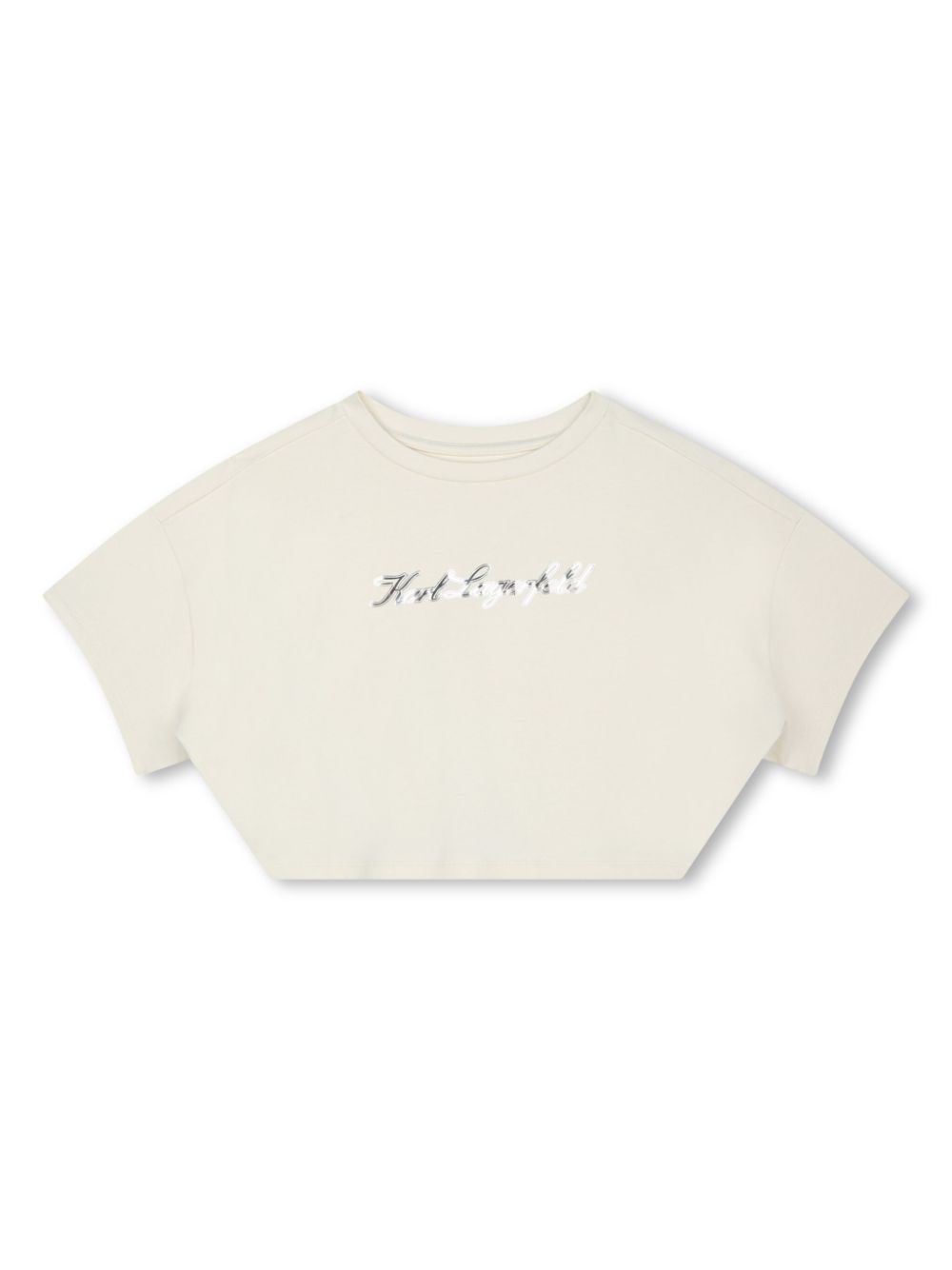 Karl Lagerfeld Kids Karl Signature cropped T-shirt - White von Karl Lagerfeld Kids