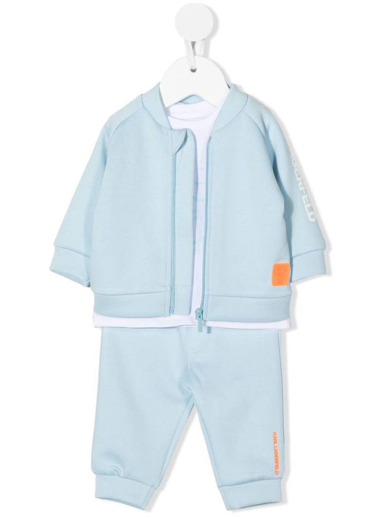 Karl Lagerfeld Kids Karl logo three-piece tracksuit - Blue von Karl Lagerfeld Kids