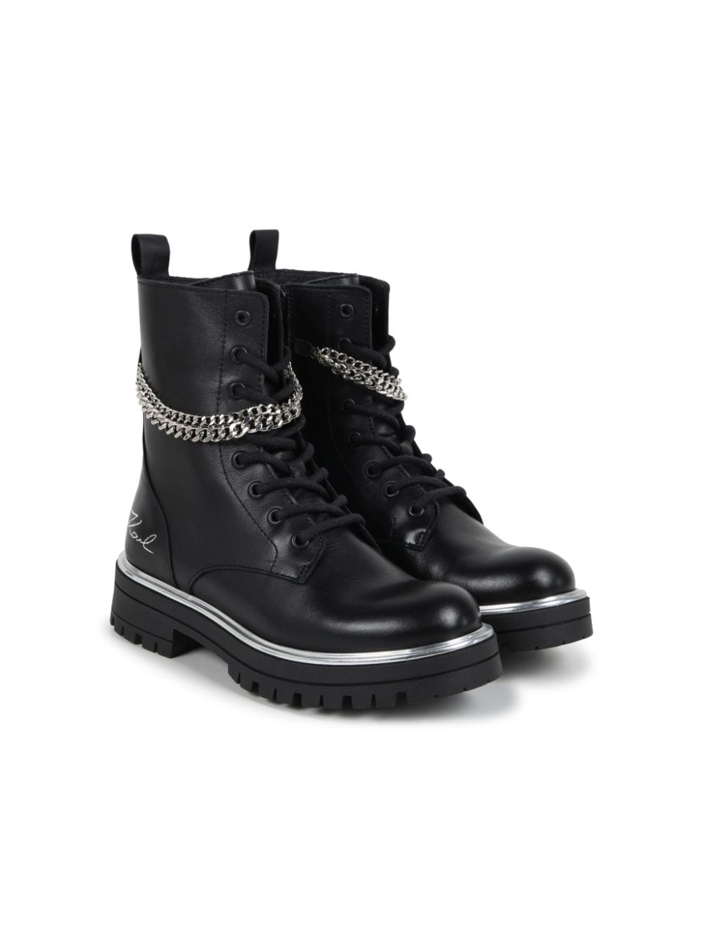 Karl Lagerfeld Kids chain-link leather ankle boots - Black von Karl Lagerfeld Kids