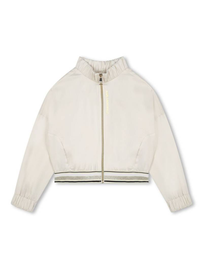 Karl Lagerfeld Kids crystal-embellished zip-up bomber jacket - Neutrals von Karl Lagerfeld Kids