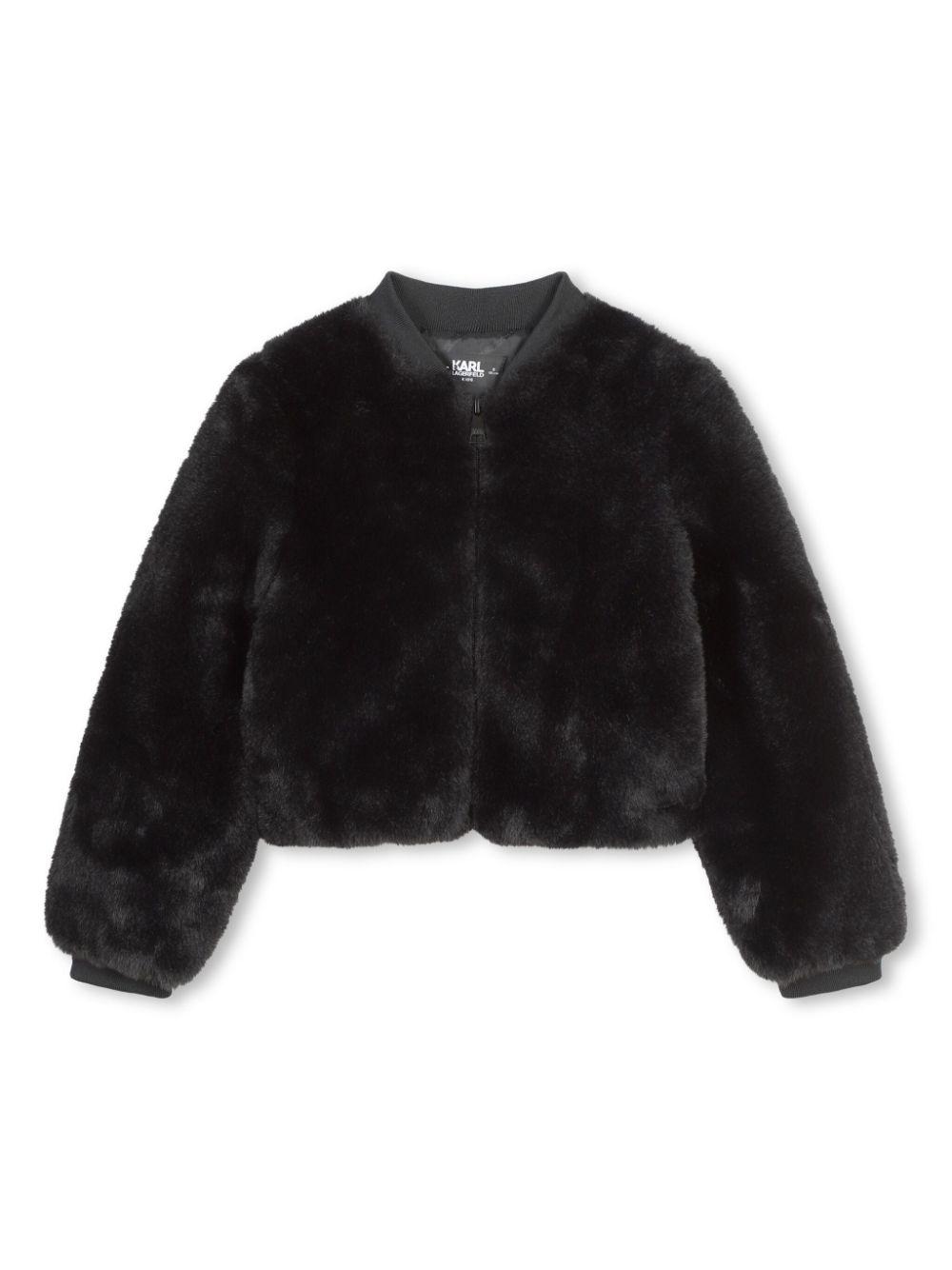 Karl Lagerfeld Kids embroidered logo faux fur jacket - Black von Karl Lagerfeld Kids