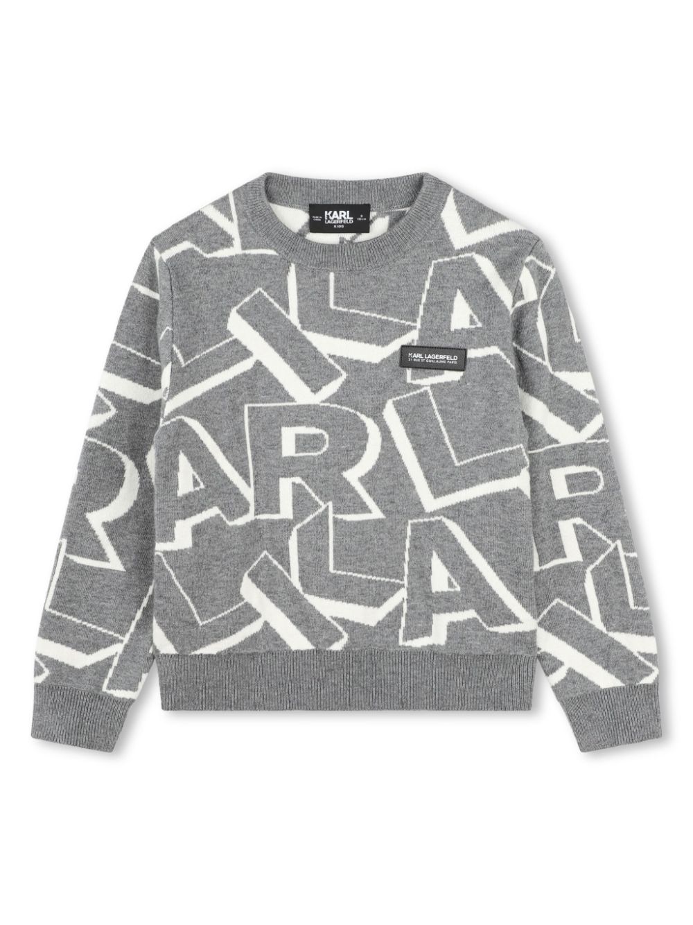 Karl Lagerfeld Kids intarsia-knit logo jumper - Grey von Karl Lagerfeld Kids