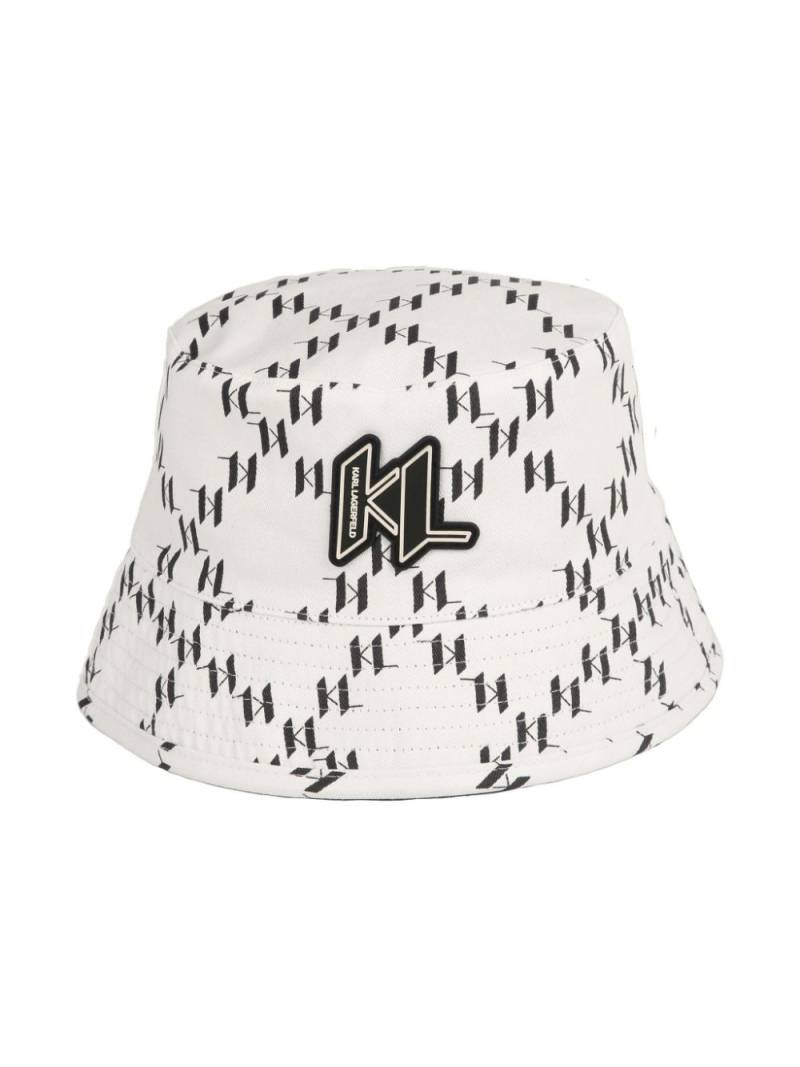 Karl Lagerfeld Kids logo-appliqúe reversible bucket hat - White von Karl Lagerfeld Kids