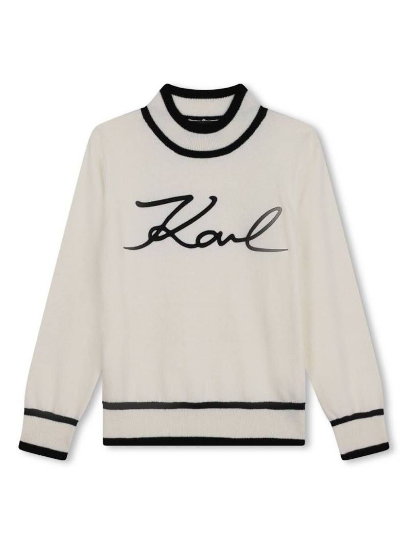 Karl Lagerfeld Kids logo-embroidered high-neck jumper - Neutrals von Karl Lagerfeld Kids