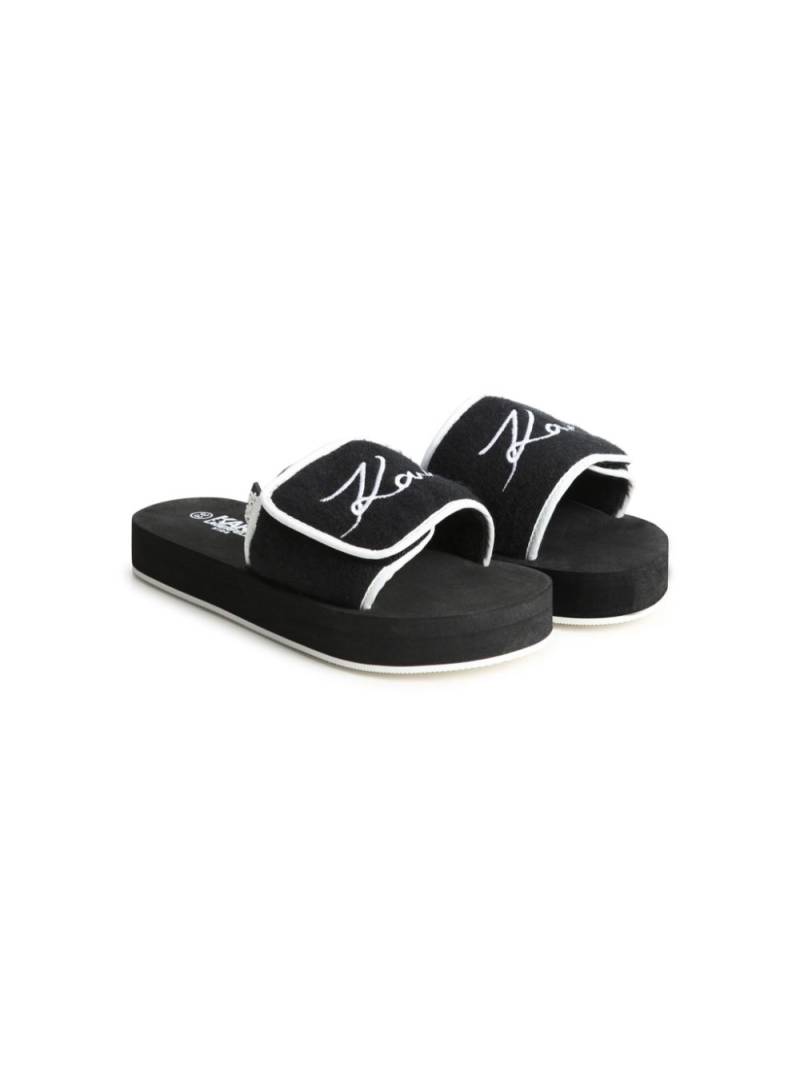 Karl Lagerfeld Kids logo-embroidered touch-strap slides - Black von Karl Lagerfeld Kids