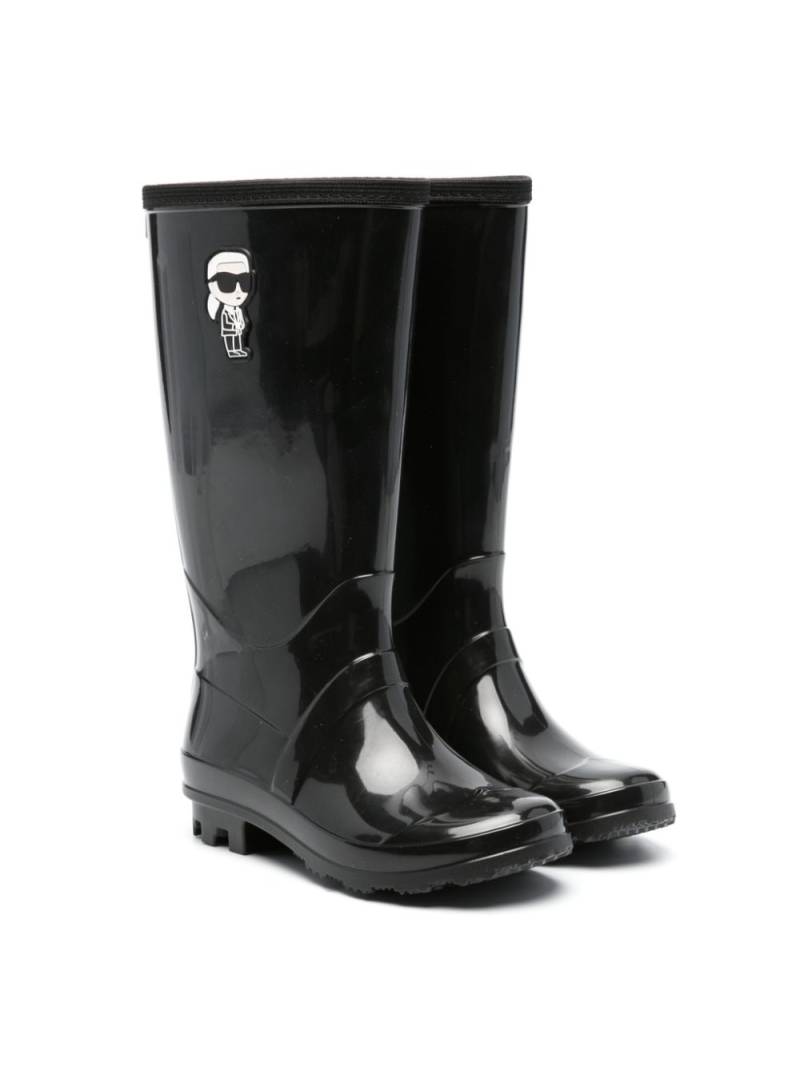 Karl Lagerfeld Kids logo-patch glossy rain boots - Black von Karl Lagerfeld Kids