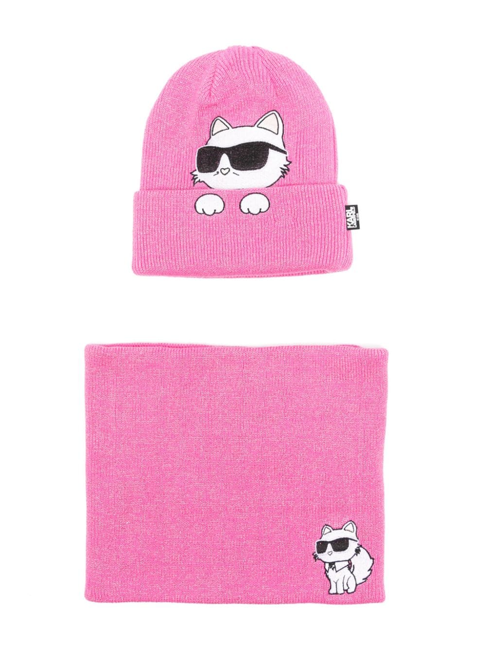 Karl Lagerfeld Kids logo-print beanie hat and scarf set - Pink von Karl Lagerfeld Kids