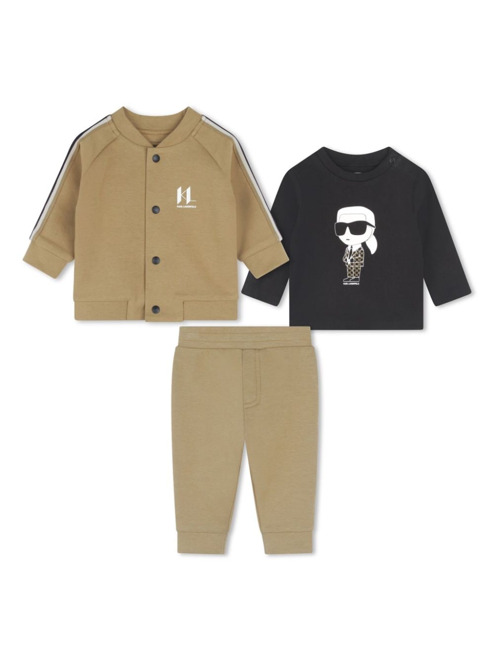 Karl Lagerfeld Kids logo print cotton blend tracksuit set - Neutrals von Karl Lagerfeld Kids