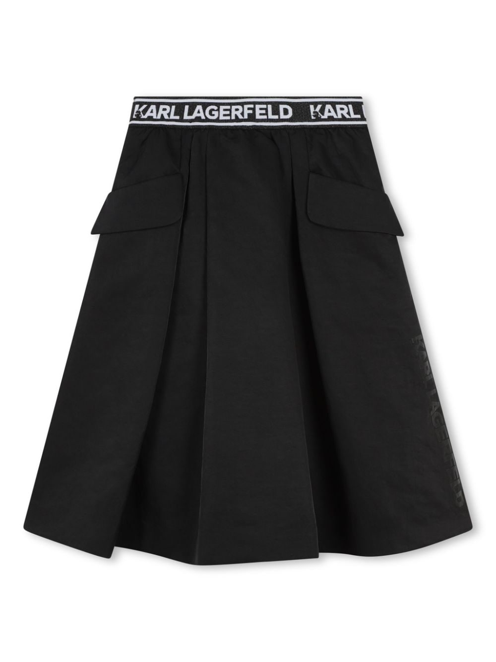 Karl Lagerfeld Kids logo-waistband midi skirt - Black von Karl Lagerfeld Kids